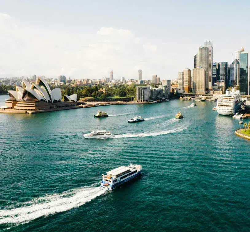 An aerial view of Sydney Harbour